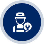 Icon of mechanic with wrench symbol.